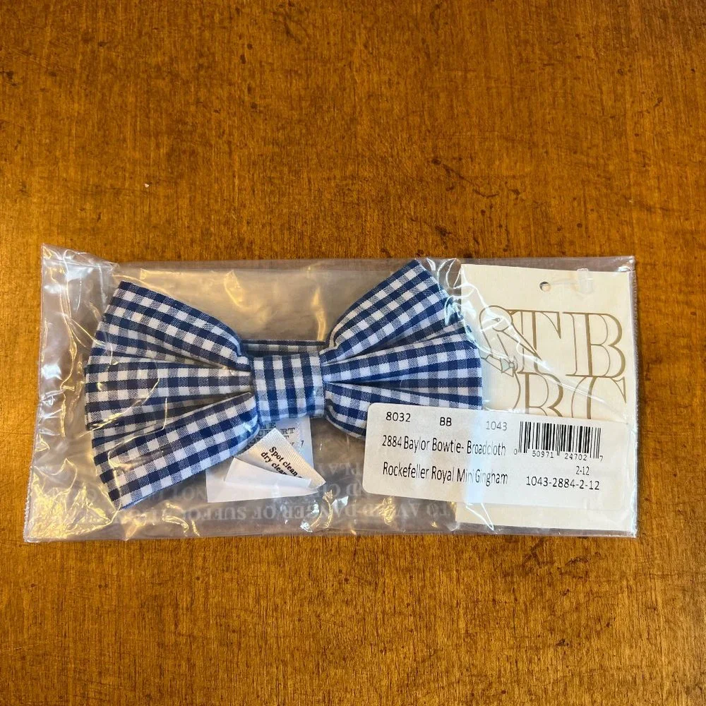 NWT TBBC BEAUFORT BONNET CO BAYLOR BOWTIE Rockefeller Royal Mini Gingham blue wh
